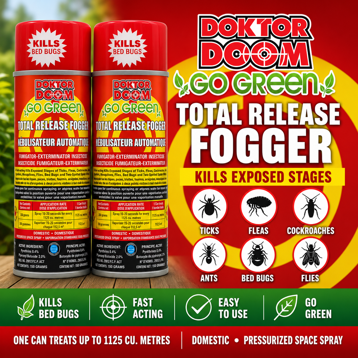 Doktor Doom Go Green - Total Release Fogger 2 pack 150 gram