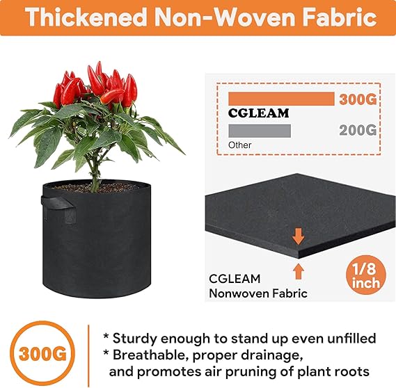 Fabric Dirt Planter Pot 5 gallon 25 pack - Progressive Growth Garden Supply