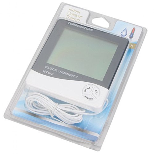 HTC - 2 Thermo - hygrometer Temperature Humidity Meter Tester with Time/Clock - Progressive Growth Garden Supply