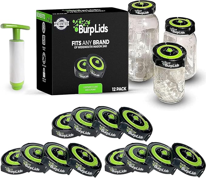 BurpLids 12 Pack of Lids With Pump - Progressive Growth Garden Supply