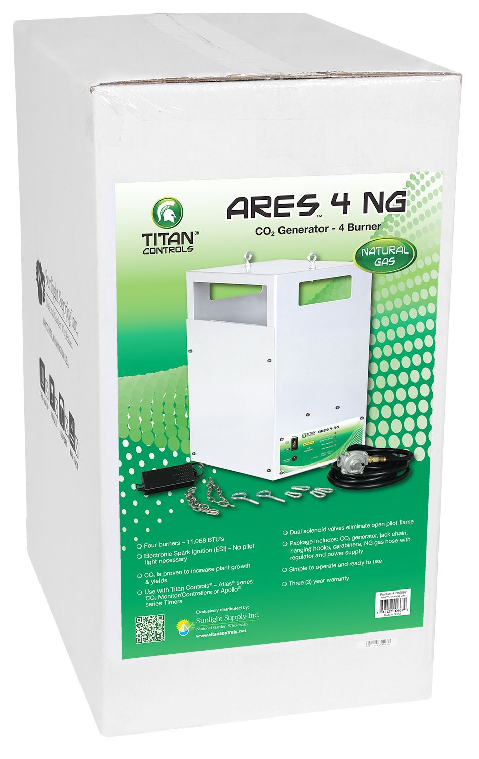 CO2 Generator Titan Controls® Ares® 4 - Four Burner NG10.8 CUFT/HR - Progressive Growth Garden Supply