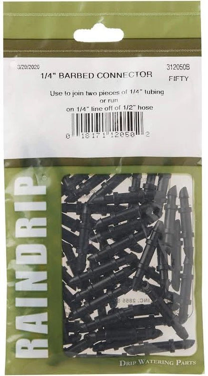 Connector Barb 1/4" Rain Drip - Progressive Growth Garden Supply