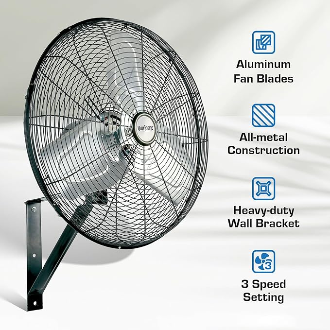 Hurricane® 20' high Velocity Wall mount Oscillating Fan - Progressive Growth Garden Supply