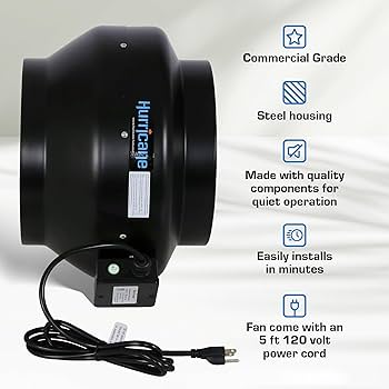 Hurricane® Commercial Grade Inline Fan 6" 435 CFM - Progressive Growth Garden Supply