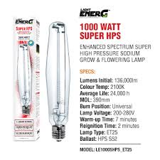 LightEnerG 1000W Super HPS Lamps - Progressive Growth Garden Supply