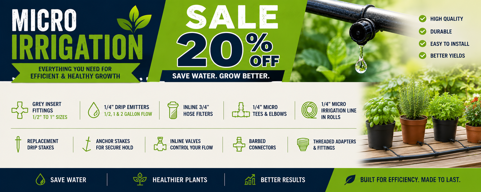 micro irrigation  20 percent off