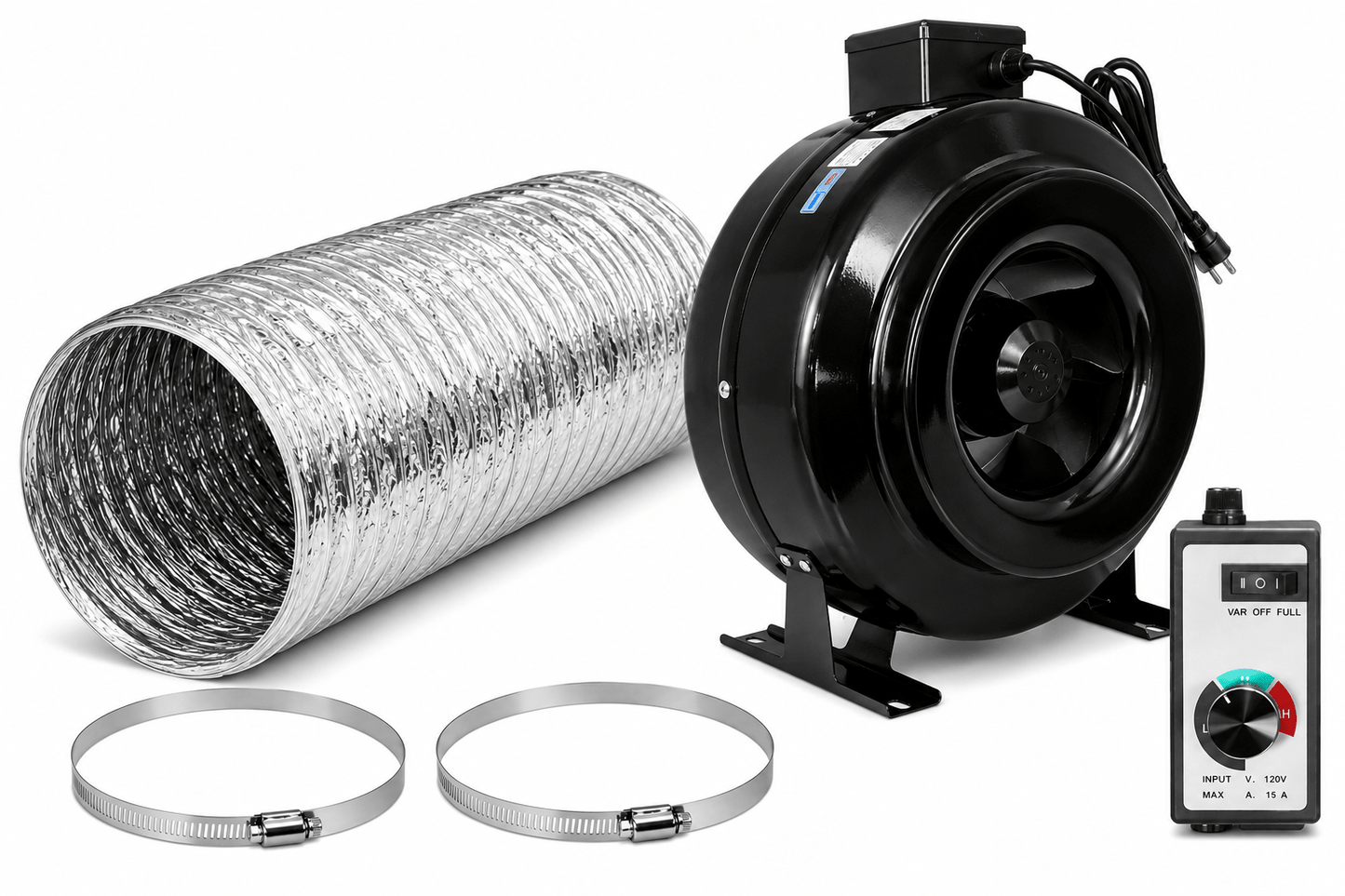 Stealth Inline Exhaust Fan with 25ft Ducting, Clamps & Speed Controller - Progressive Growth Garden Supply